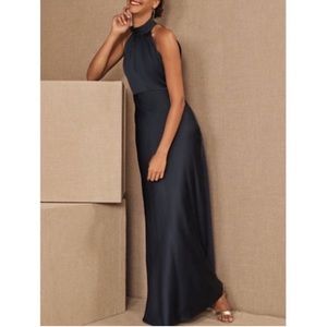 BHLDN Midnight (navy) charmruese silk dress : Size 6